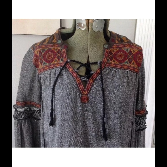 ANTHRO FREE PEOPLE BOHO CRISS CROSS HIPPY DRESS XS - Picture 2 of 4